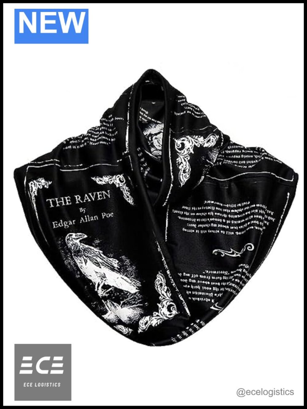 Infinity Scarf Edgar Allan Poe The Raven Poly Viscose Lightweight
